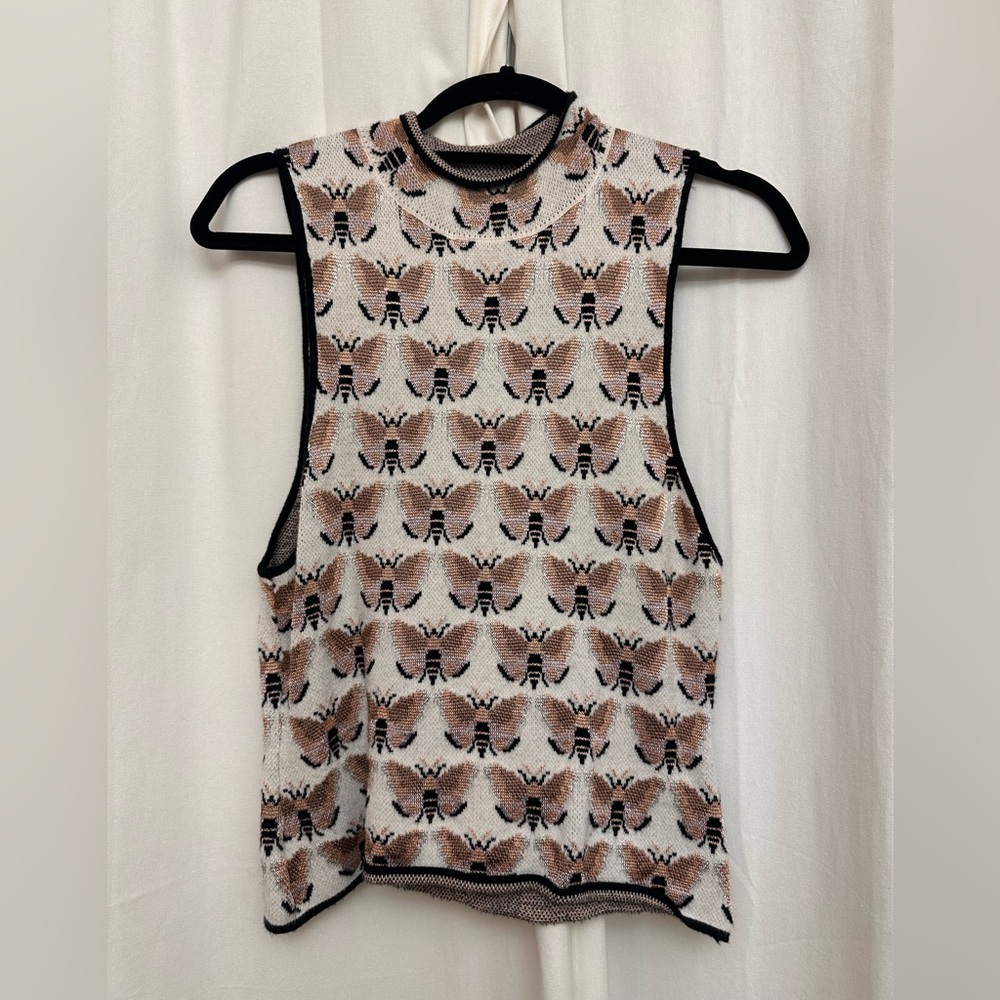 Maeve Sleeveless Top with Brown and Black Pattern